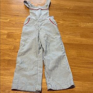 Vintage Tiny Folks Striped Overalls with Red Accents size 4T